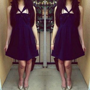 👗Navy Blue Halter Dress